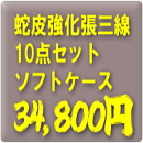 お買得!蛇皮強化張り三線10点セット【ソフトケース】+3大特典付き!